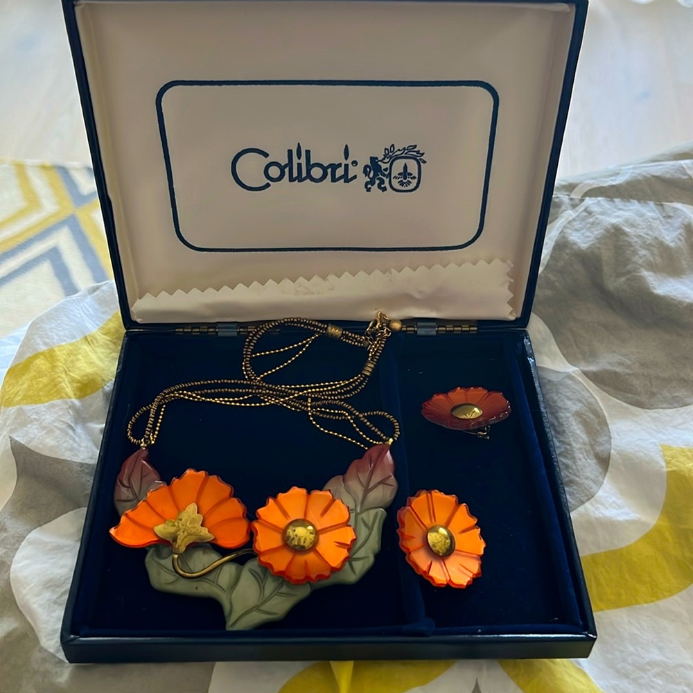 Vintage Colibri necklace and earring set